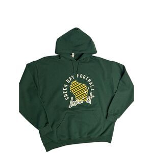 Jerzees Green Bay Football Hoodie Wisconsin Lovin' It Dark Green Fleece XL Unise